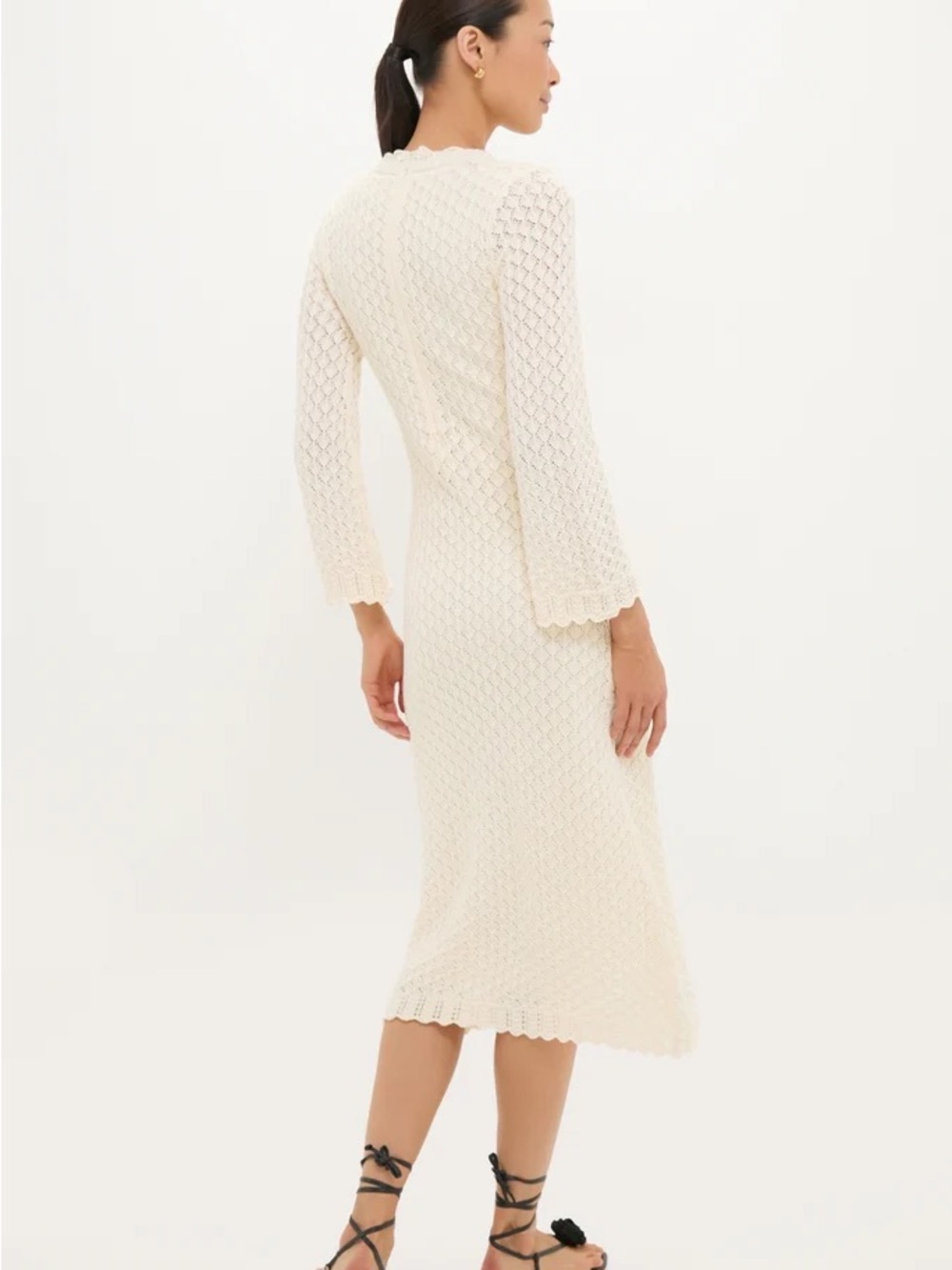 NWOT Hyacinth House Cream Pointelle Knit Colby Midi Dress - Picture 3 of 10